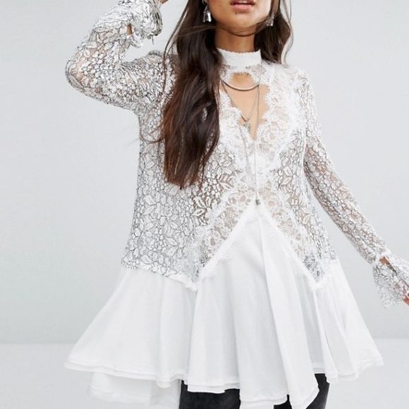 Free People Dresses & Skirts - Free People Lace High Neck Dress